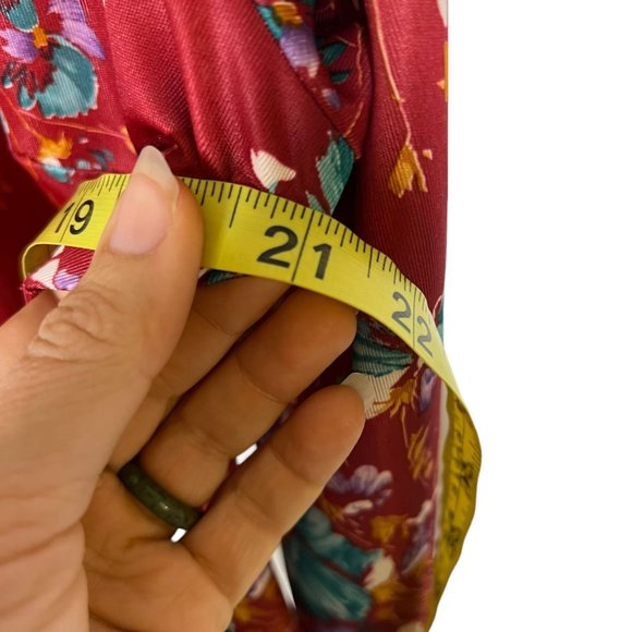 Vintage 60s Red Floral Print Open Tie Front Long Sleeve Cardigan - Picture 5 of 6